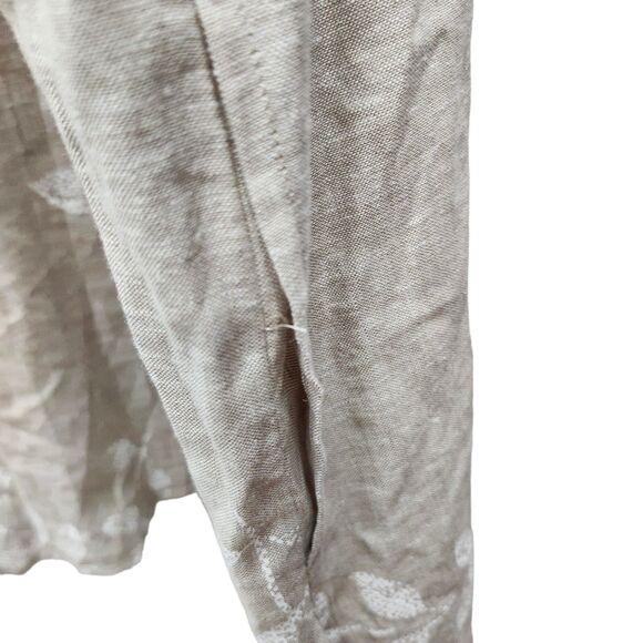 Susan Graver Linen Blend Shirt Womens 5X Tan White Leaf Button Up 3/4 Sleeves - Picture 5 of 10
